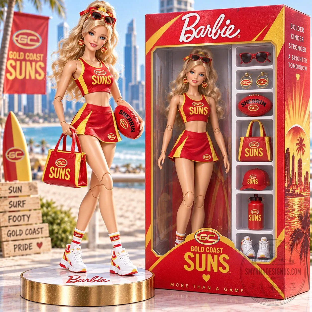 Barbie Gold Coast Suns Australian Football League Commemorative Doll Figure 1 Barbie Gold Coast Suns Australian Football League Commemorative Doll Figure