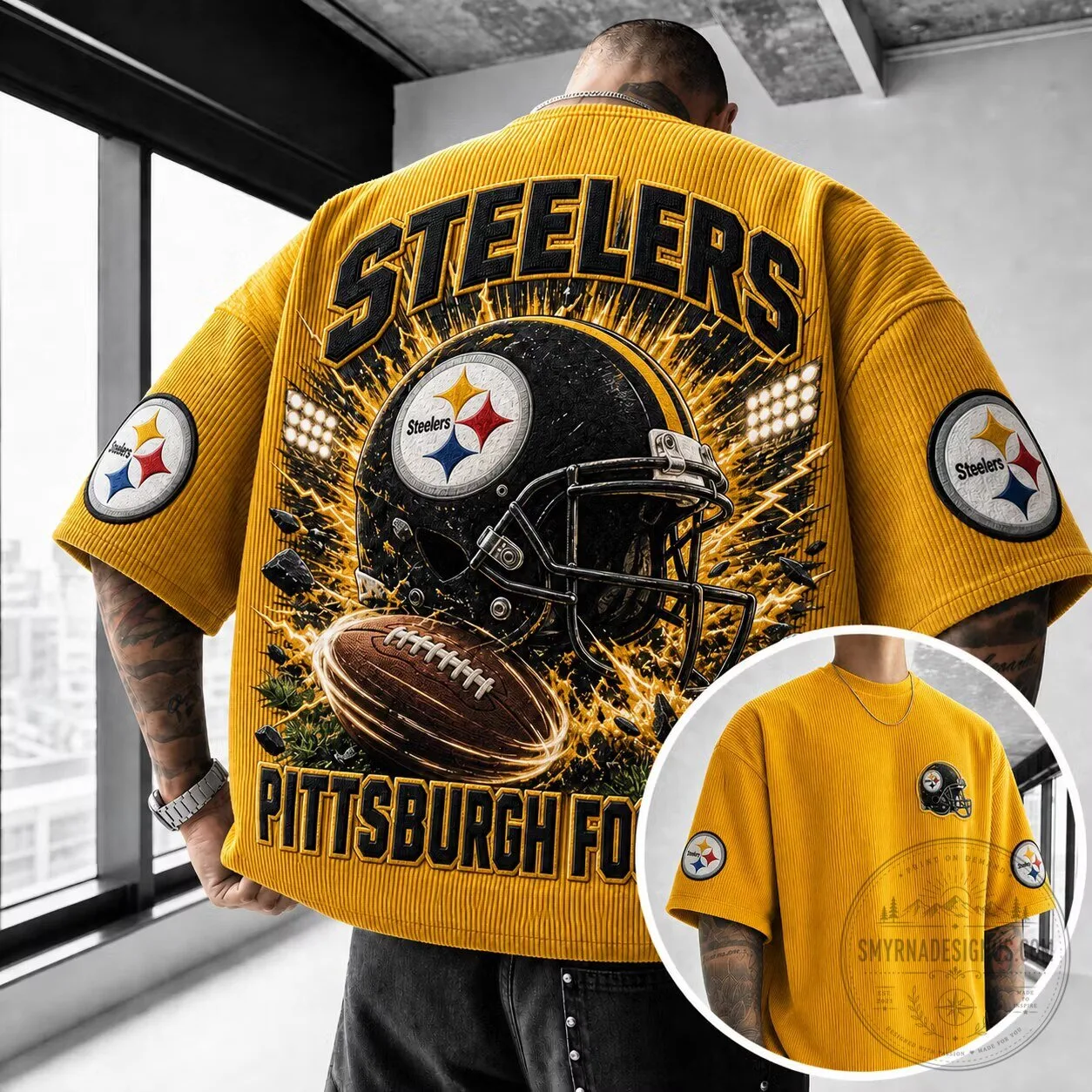 Pittsburgh Football Steelers Helmet Vintage Corduroy Jacket