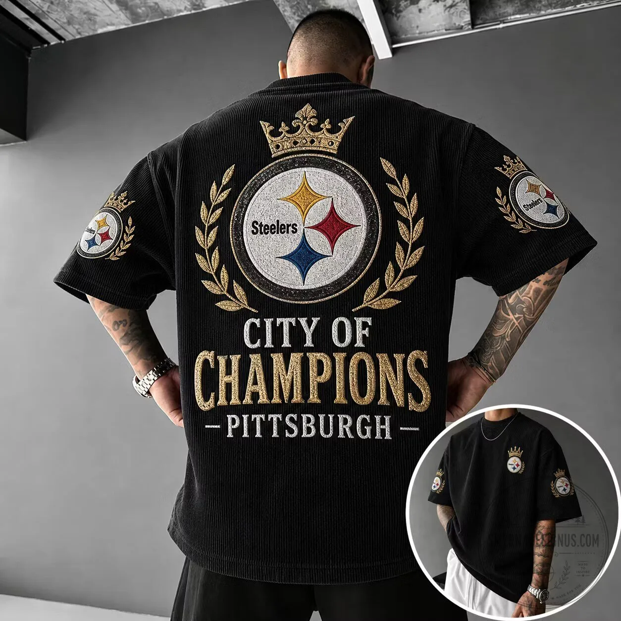 Pittsburgh Football Steelers City of Champions Vintage Black T-Shirt