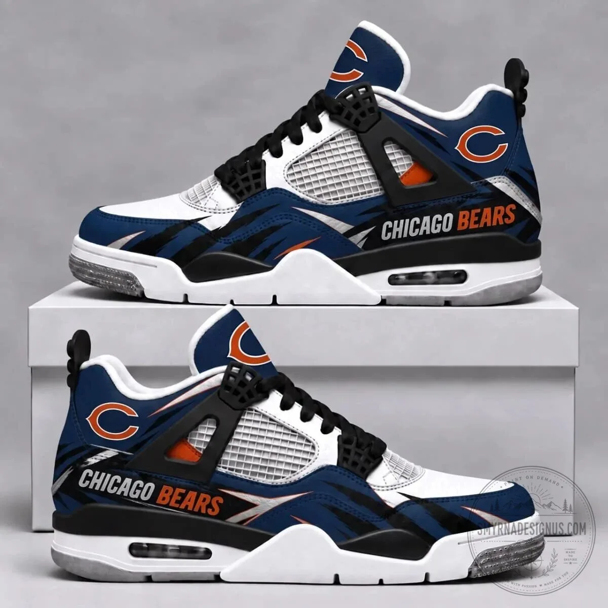 Chicago Bears NFL Team Logo Custom Air Jordan 4 Style Sneakers