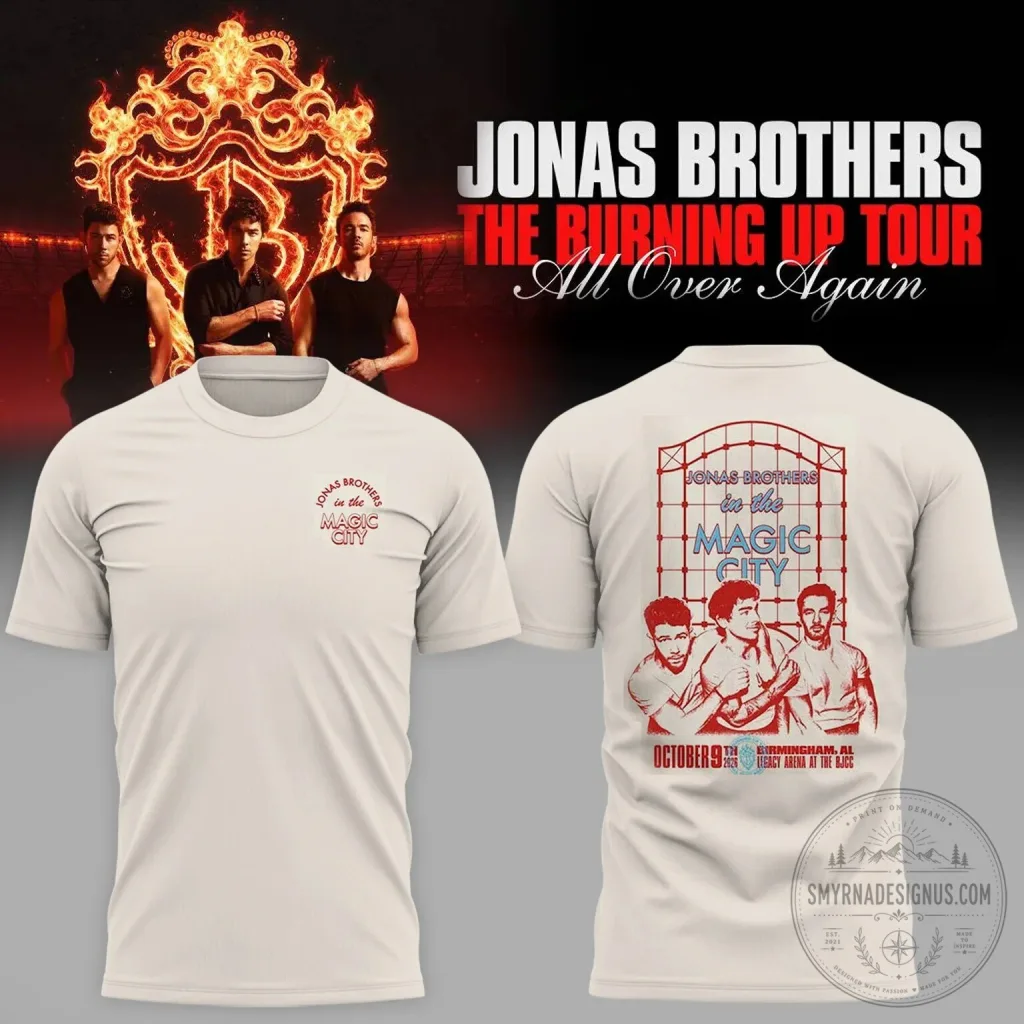 Jonas Brothers The Burning Up Tour Birmingham Magic City T-Shirt Jonas Brothers The Burning Up Tour Birmingham Magic City T-Shirt