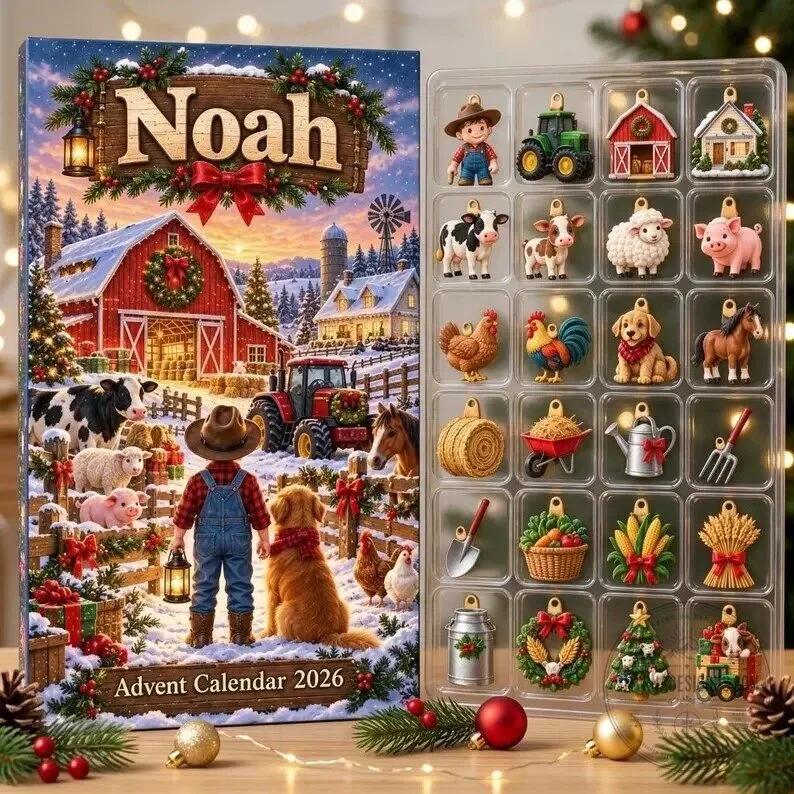 Personalized Farm Animals Christmas Advent Calendar 2026 with 24 Ornaments 13 Personalized Farm Animals Christmas Advent Calendar 2026 with 24 Ornaments