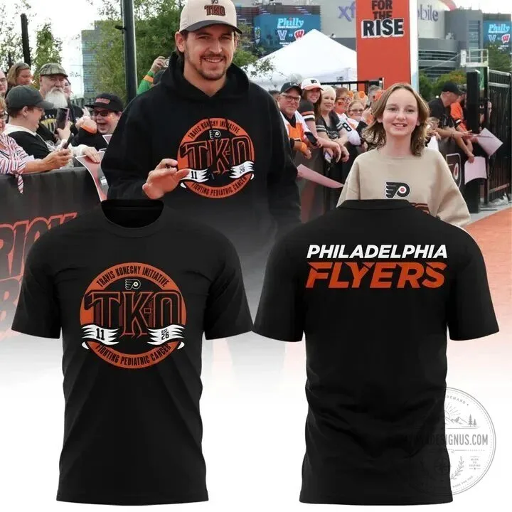 Philadelphia Flyers Travis Konecny Initiative TKO Fighting Pediatric Cancer T-Shirt 1 Philadelphia Flyers Travis Konecny Initiative TKO Fighting Pediatric Cancer T-Shirt