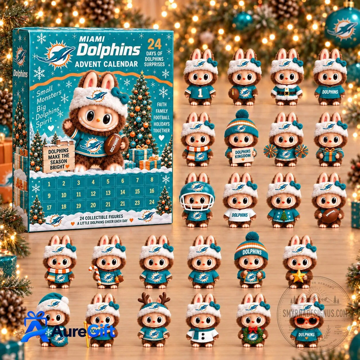Miami Dolphins Football 24 Days of Advent Calendar Blind Box Collectible Figures