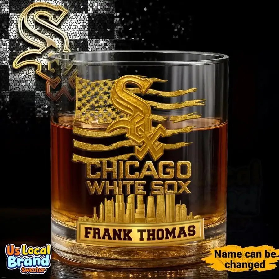 Chicago White Sox Frank Thomas Baseball Whiskey Glass