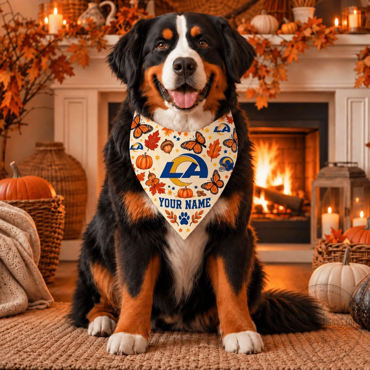Los Angeles Rams Personalized Pet Bandana 1 Los Angeles Rams Personalized Pet Bandana