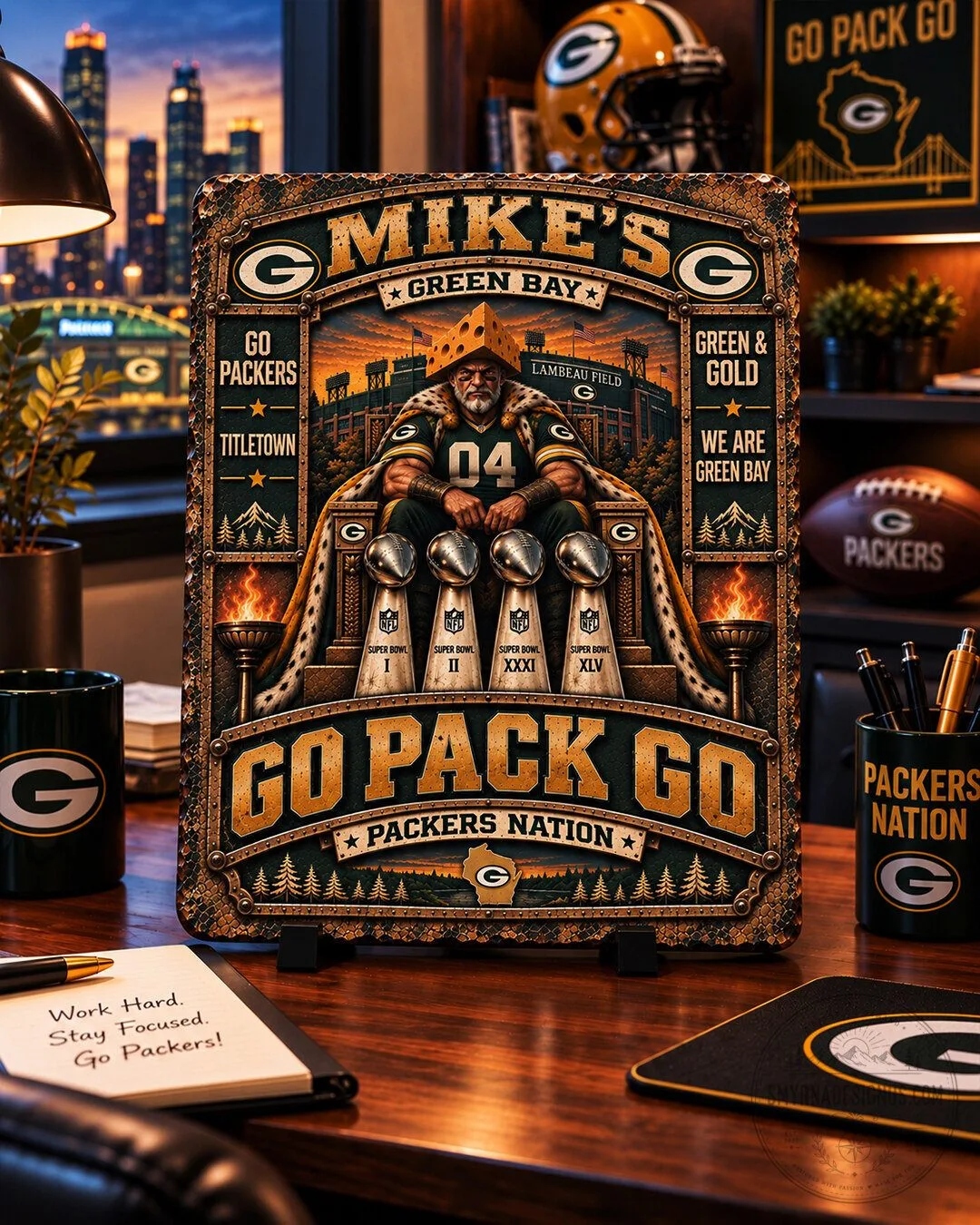 Green Bay Packers Mike's Go Pack Go NFL Super Bowl Lambeau Field Wall Art 3 green bay packers mike s go pack go nfl super bowl lambeau field wall art gallery 1