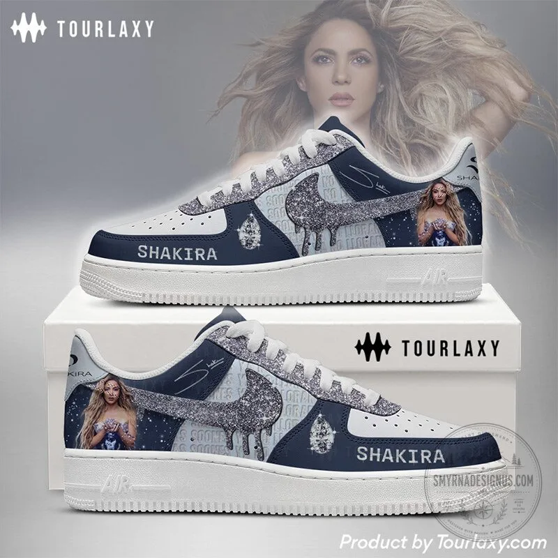 Shakira Music Artist Custom Blue and White Sneakers Shoes