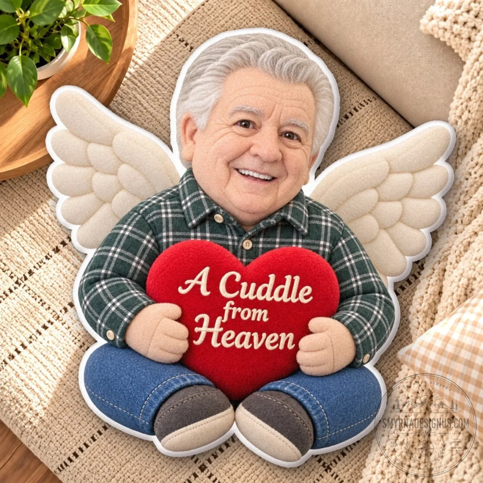 Personalized Memorial Photo Pillow with Angel Wings, A Cuddle from Heaven 7 Personalized Memorial Photo Pillow with Angel Wings, A Cuddle from Heaven
