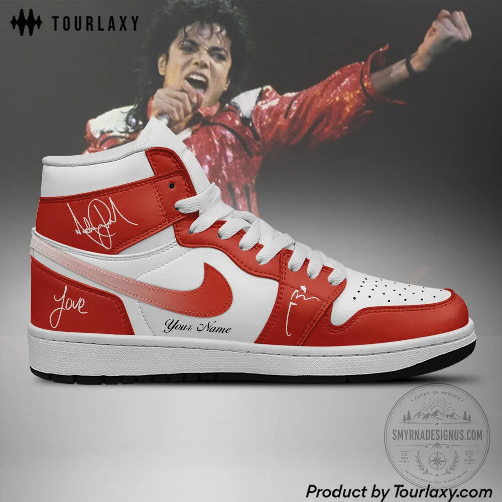 Michael Jackson Red Signature High-Top Sneakers 5 Michael Jackson Red Signature High-Top Sneakers