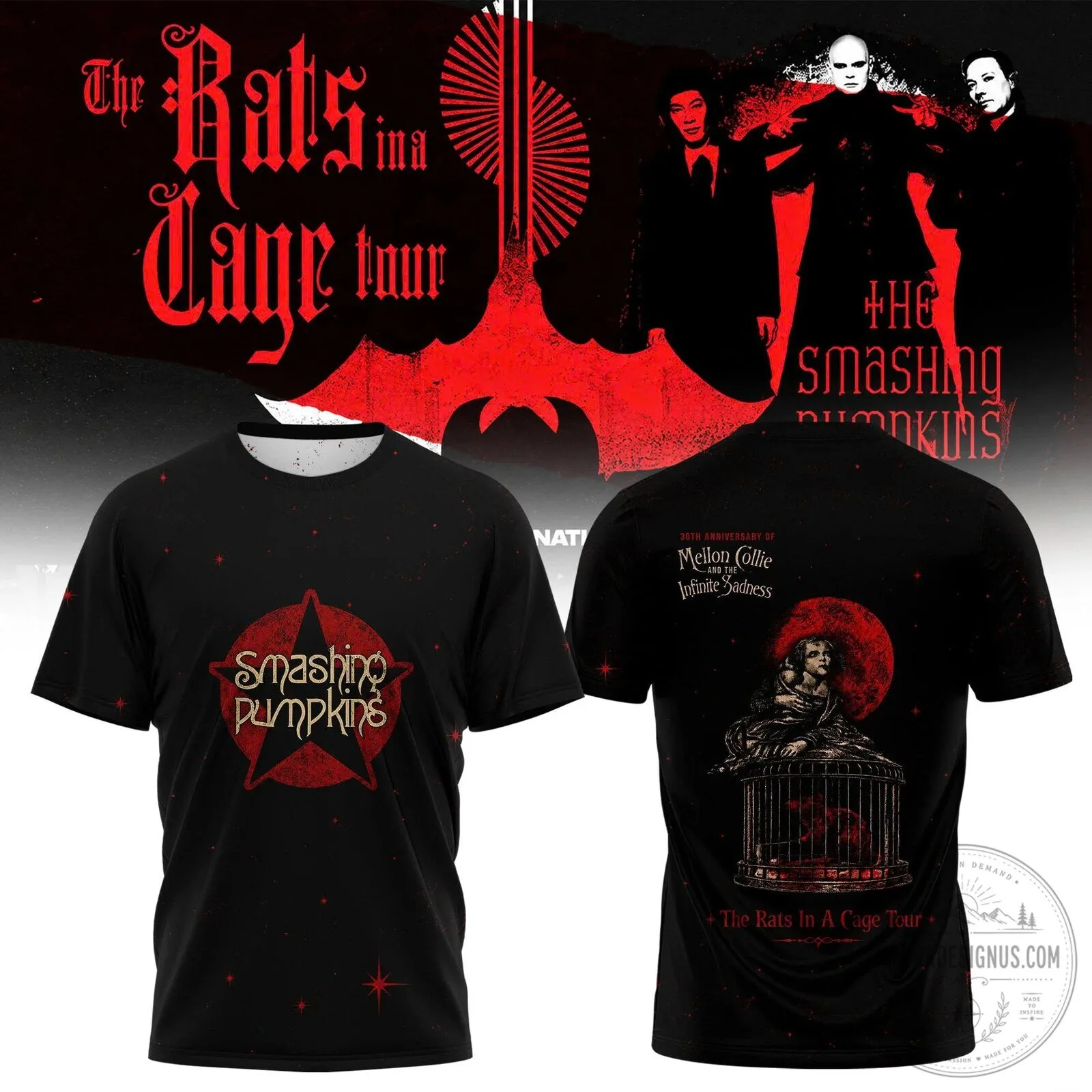 Smashing Pumpkins Mellon Collie and the Infinite Sadness Rats in a Cage Tour T-Shirt 1 Smashing Pumpkins Mellon Collie and the Infinite Sadness Rats in a Cage Tour T-Shirt