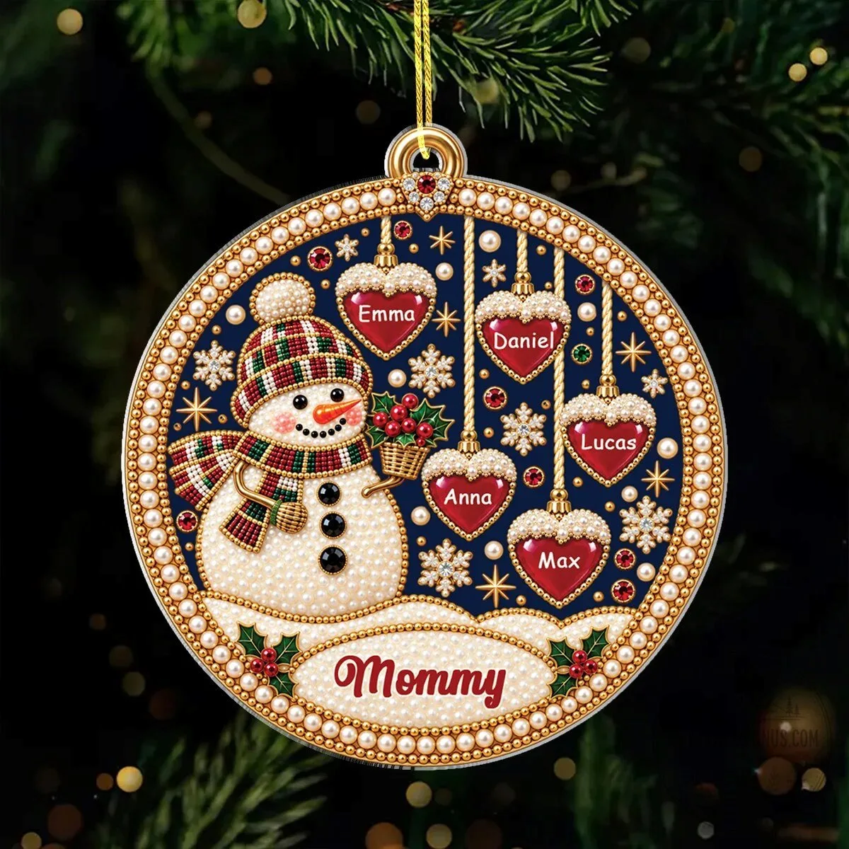 Personalized Snowman Heart Family Name Christmas Tree Ornament for Grandma 7 Personalized Snowman Heart Family Name Christmas Tree Ornament for Grandma