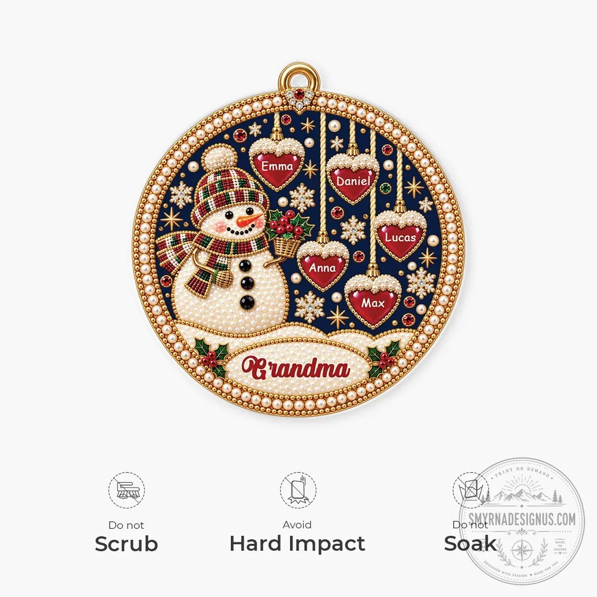 Personalized Snowman Heart Family Name Christmas Tree Ornament for Grandma 10 Personalized Snowman Heart Family Name Christmas Tree Ornament for Grandma