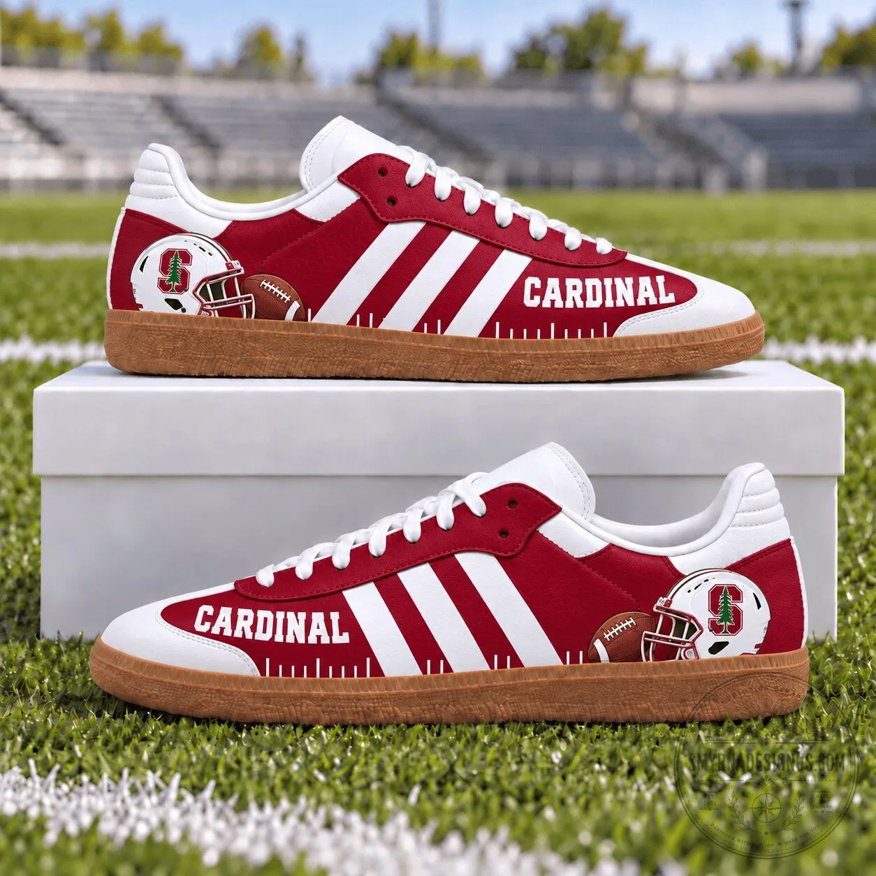 Stanford Cardinal Football Team Logo White Stripe Shoes