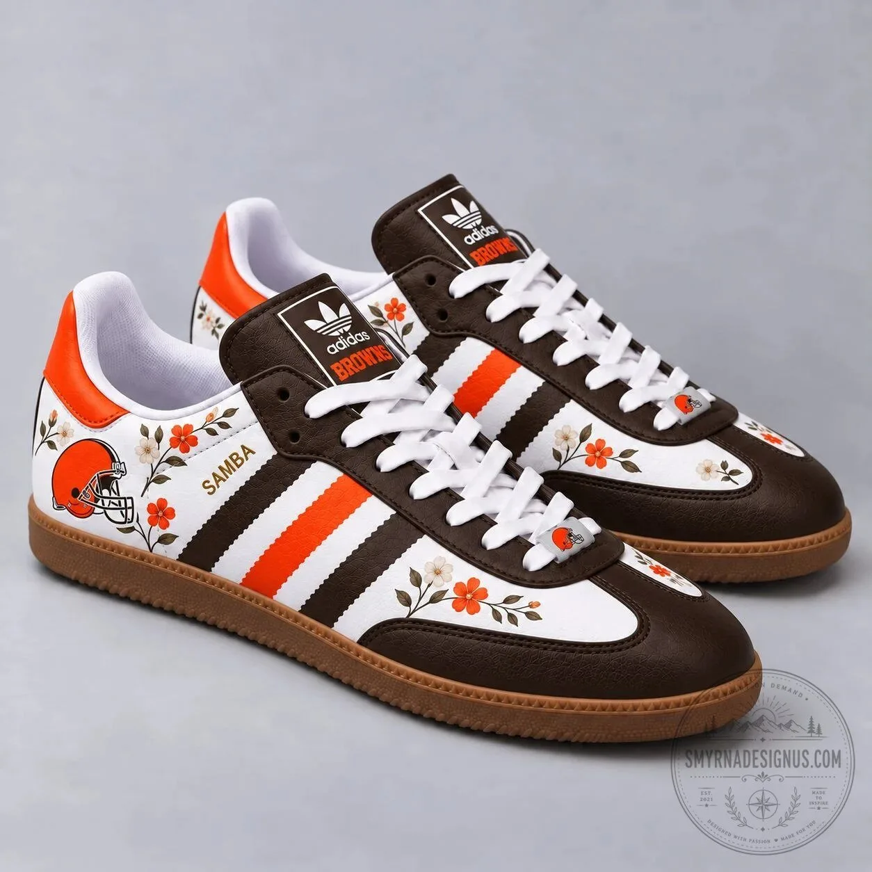 Cleveland Browns Floral Game Day Samba Shoes for National Football League Fans