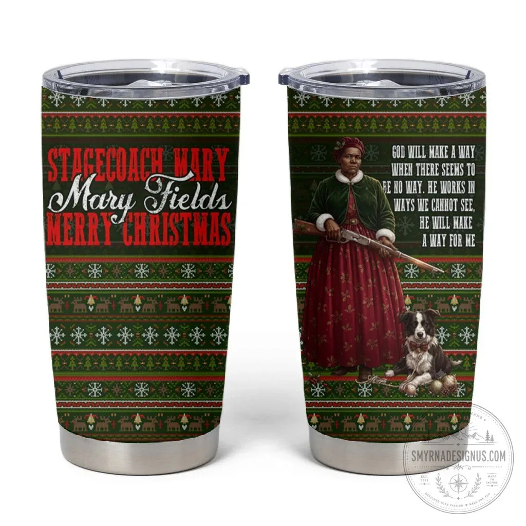 Stagecoach Mary Fields Merry Christmas Ugly Sweater Pattern Tumbler