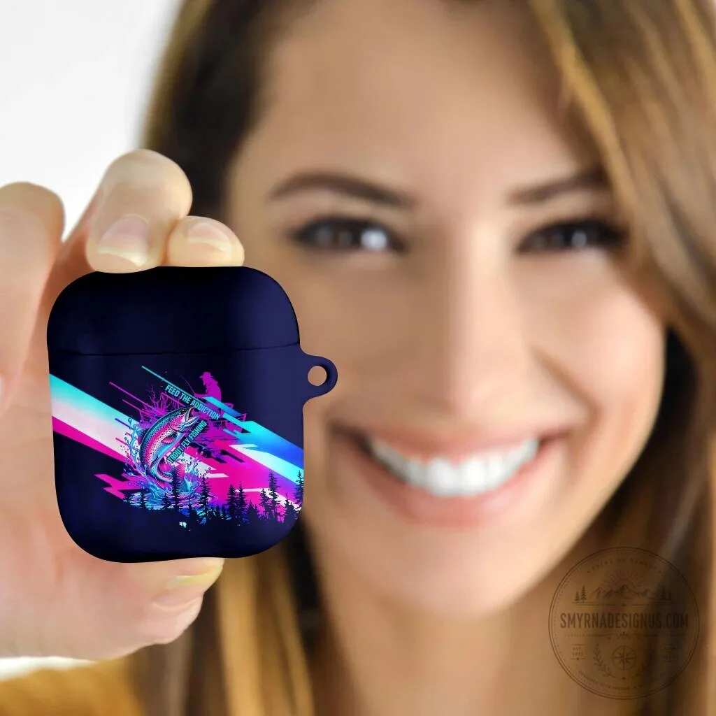 Trout Fly Fishing Born To Cast Cyberpunk Abstract Rainbow AirPods Case 7 Trout Fly Fishing Born To Cast Cyberpunk Abstract Rainbow AirPods Case