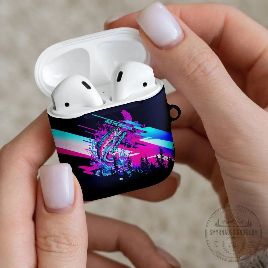Trout Fly Fishing Born To Cast Cyberpunk Abstract Rainbow AirPods Case 8 Trout Fly Fishing Born To Cast Cyberpunk Abstract Rainbow AirPods Case