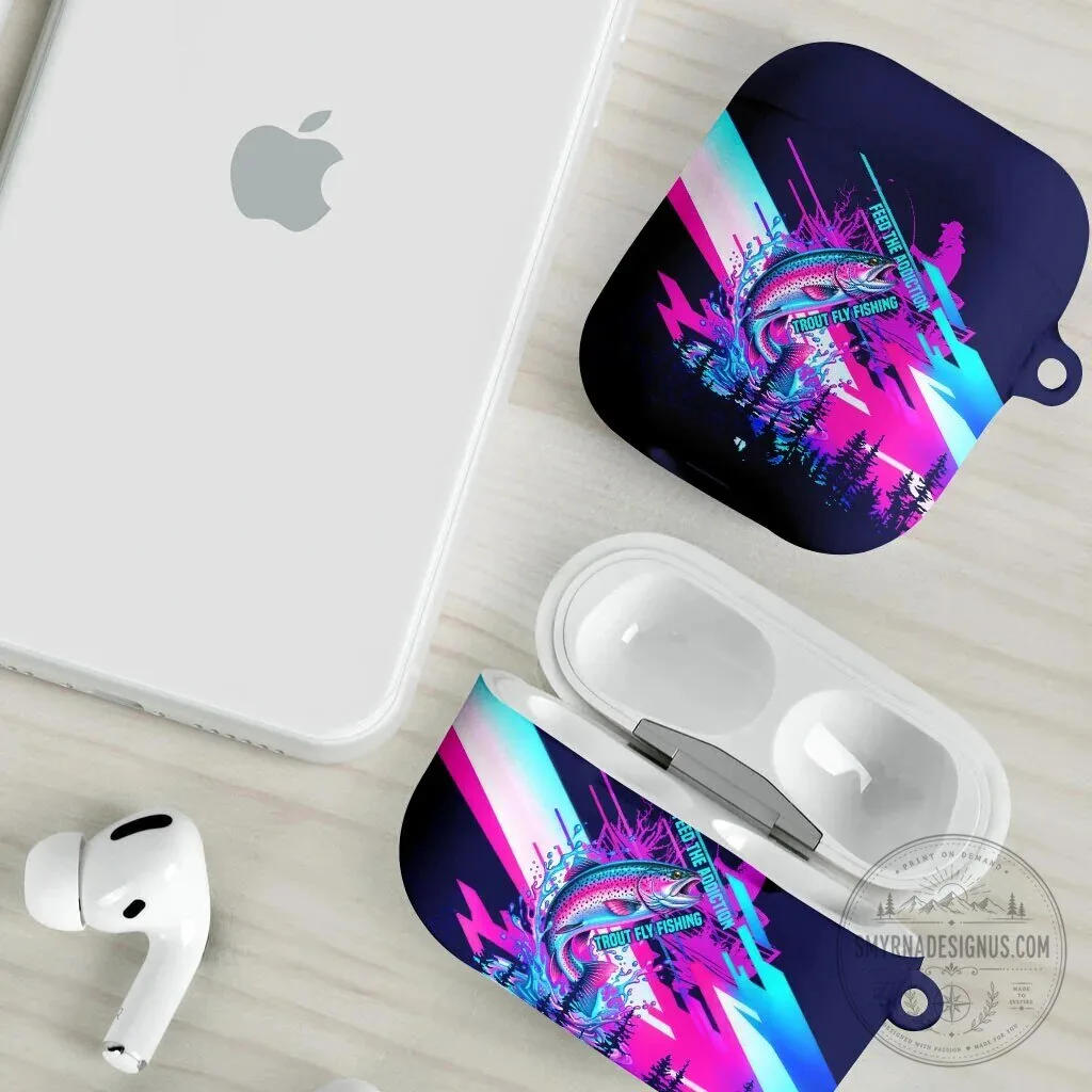 Trout Fly Fishing Born To Cast Cyberpunk Abstract Rainbow AirPods Case 10 Trout Fly Fishing Born To Cast Cyberpunk Abstract Rainbow AirPods Case