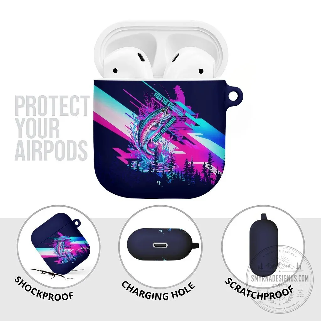 Trout Fly Fishing Born To Cast Cyberpunk Abstract Rainbow AirPods Case 11 Trout Fly Fishing Born To Cast Cyberpunk Abstract Rainbow AirPods Case