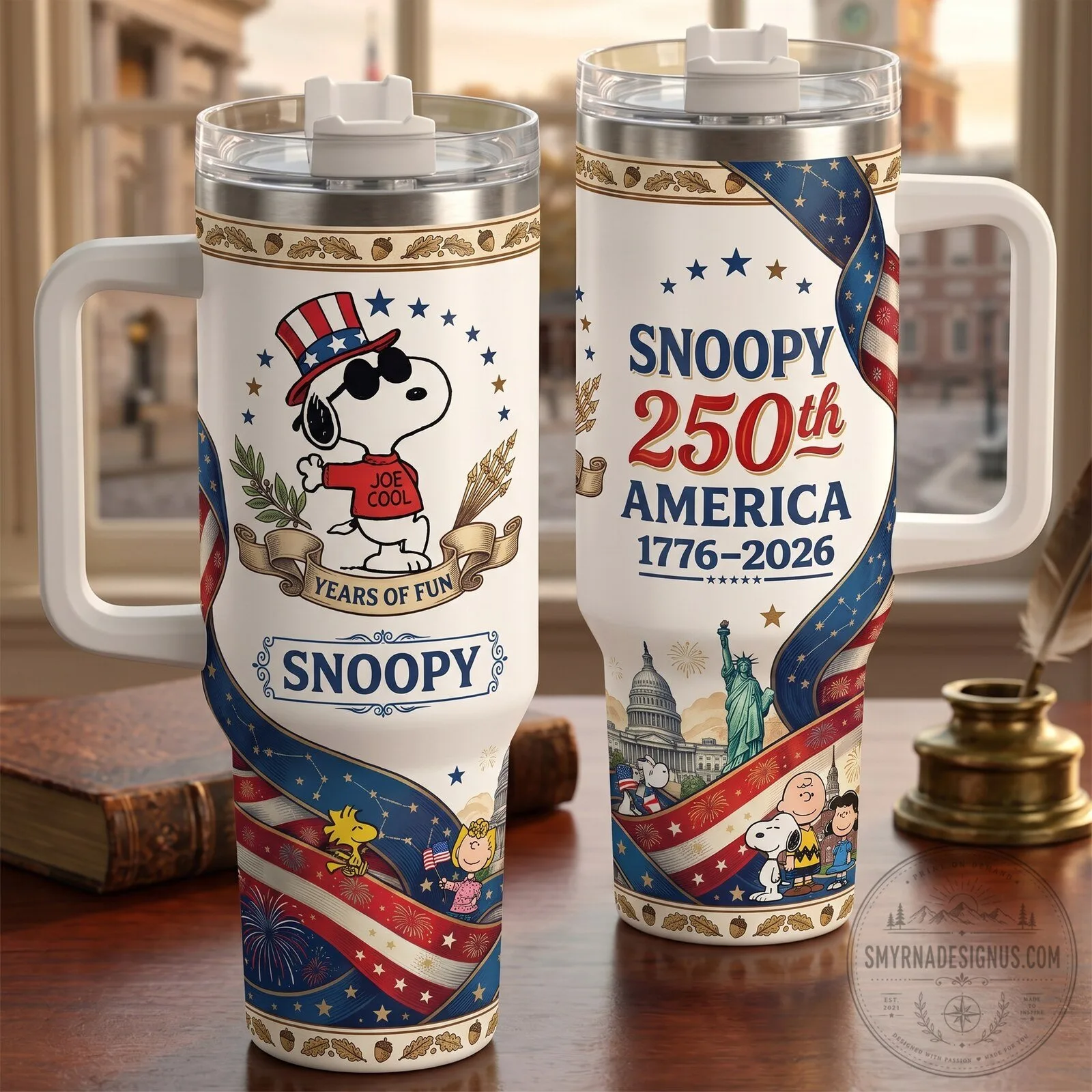 Snoopy 250th America 1776-2026 Joe Cool Years of Fun Tumbler