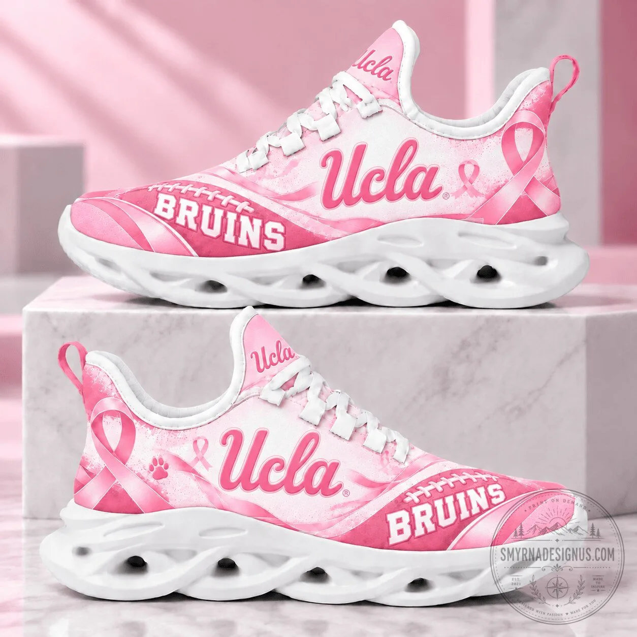 UCLA Bruins Breast Cancer Awareness Pink Running Shoes