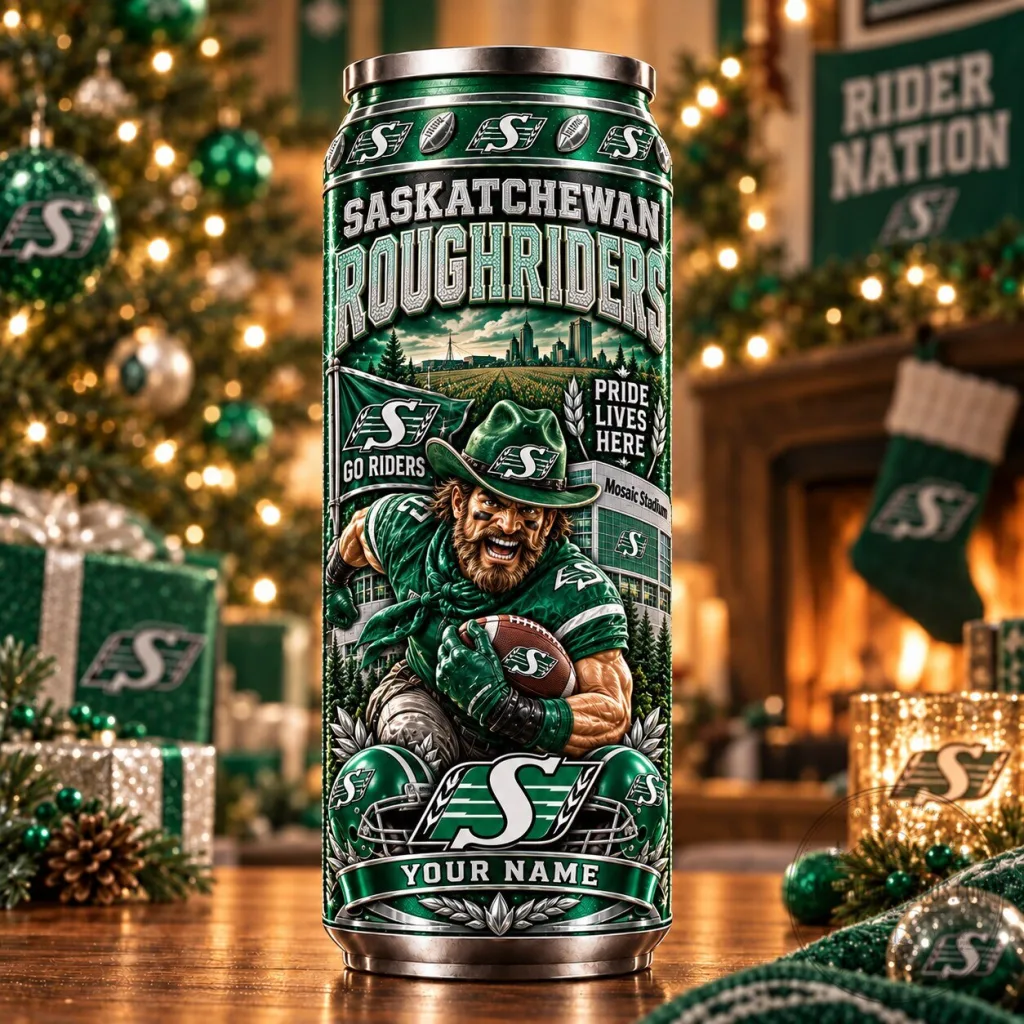 Saskatchewan Roughriders CFL Football Team Personalized Can Tumbler Saskatchewan Roughriders CFL Football Team Personalized Can Tumbler