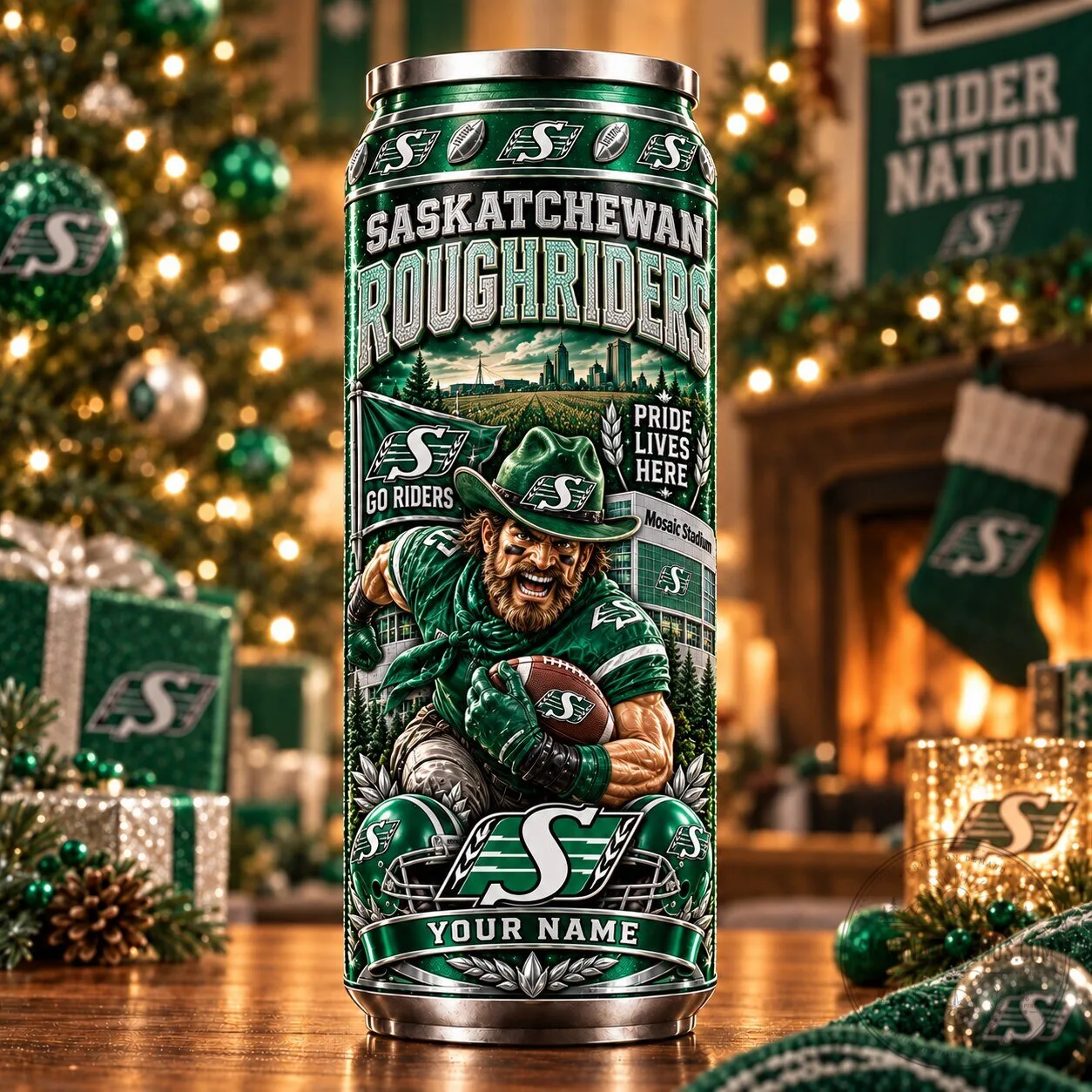 Saskatchewan Roughriders CFL Football Team Personalized Can Tumbler