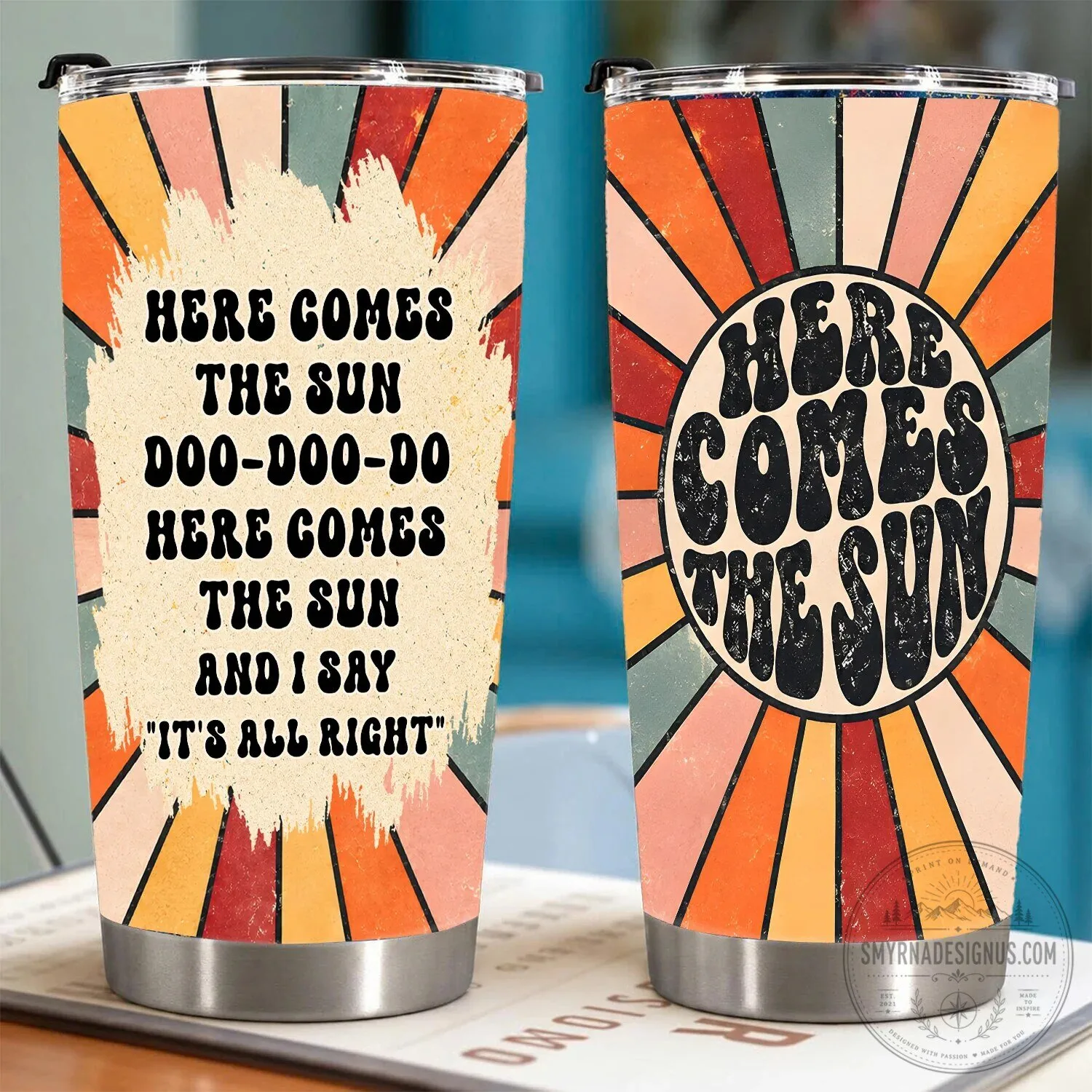 The Beatles Here Comes The Sun Song Lyrics Retro Sunburst Tumbler