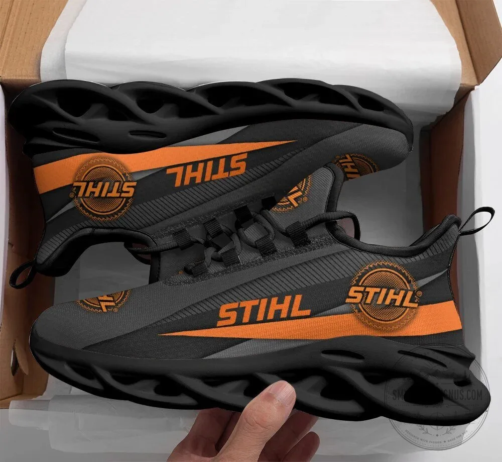 Stihl Power Tools Logo Black and Orange Running Shoes