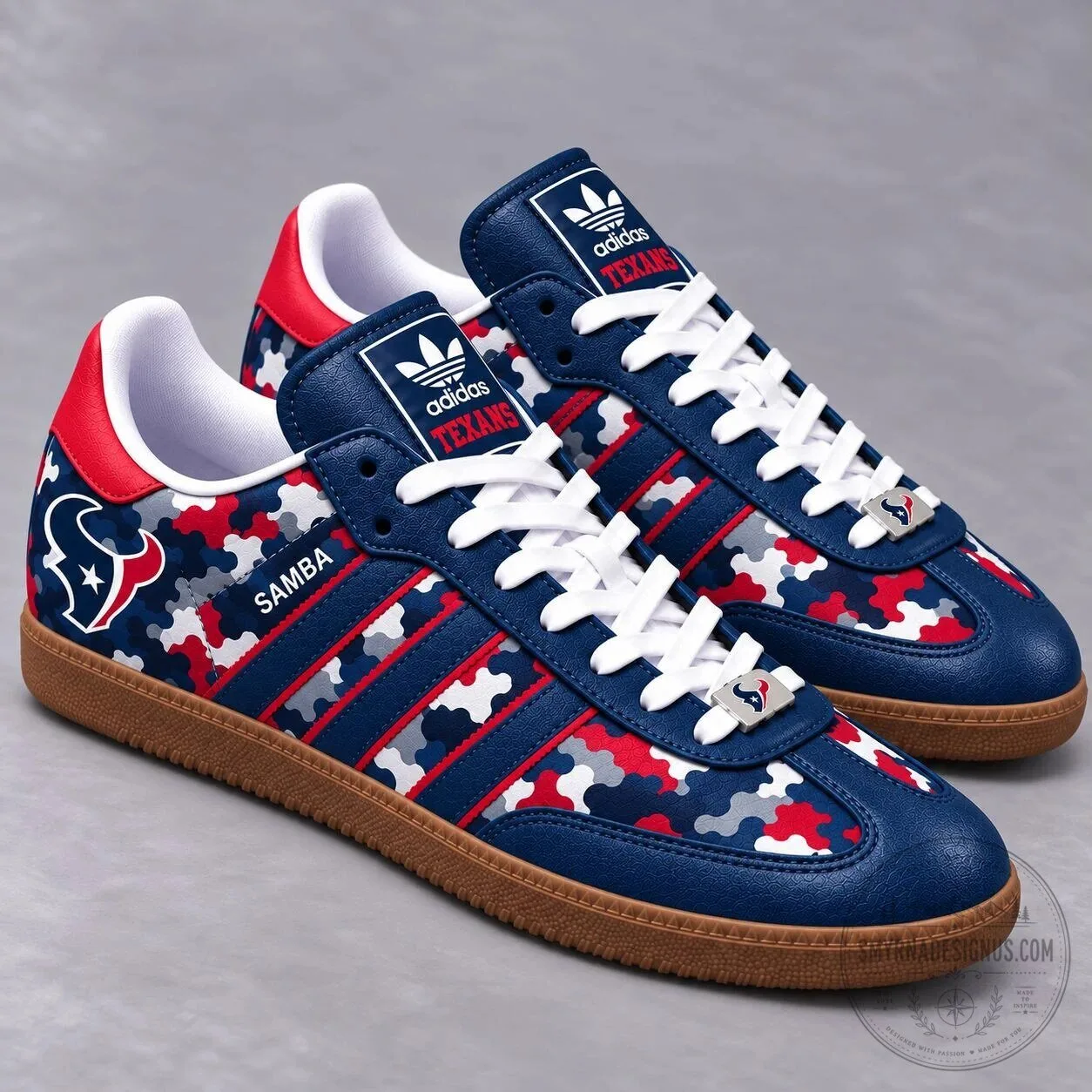 Houston Texans Team Logo Camouflage Pattern Premium Samba Shoes 1 Houston Texans Team Logo Camouflage Pattern Premium Samba Shoes