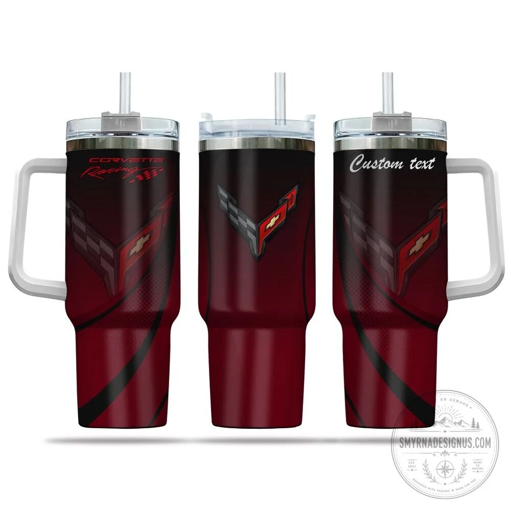 Corvette Racing Custom Name 40oz Stainless Steel Tumbler with Handle 4 Corvette Racing Custom Name 40oz Stainless Steel Tumbler with Handle