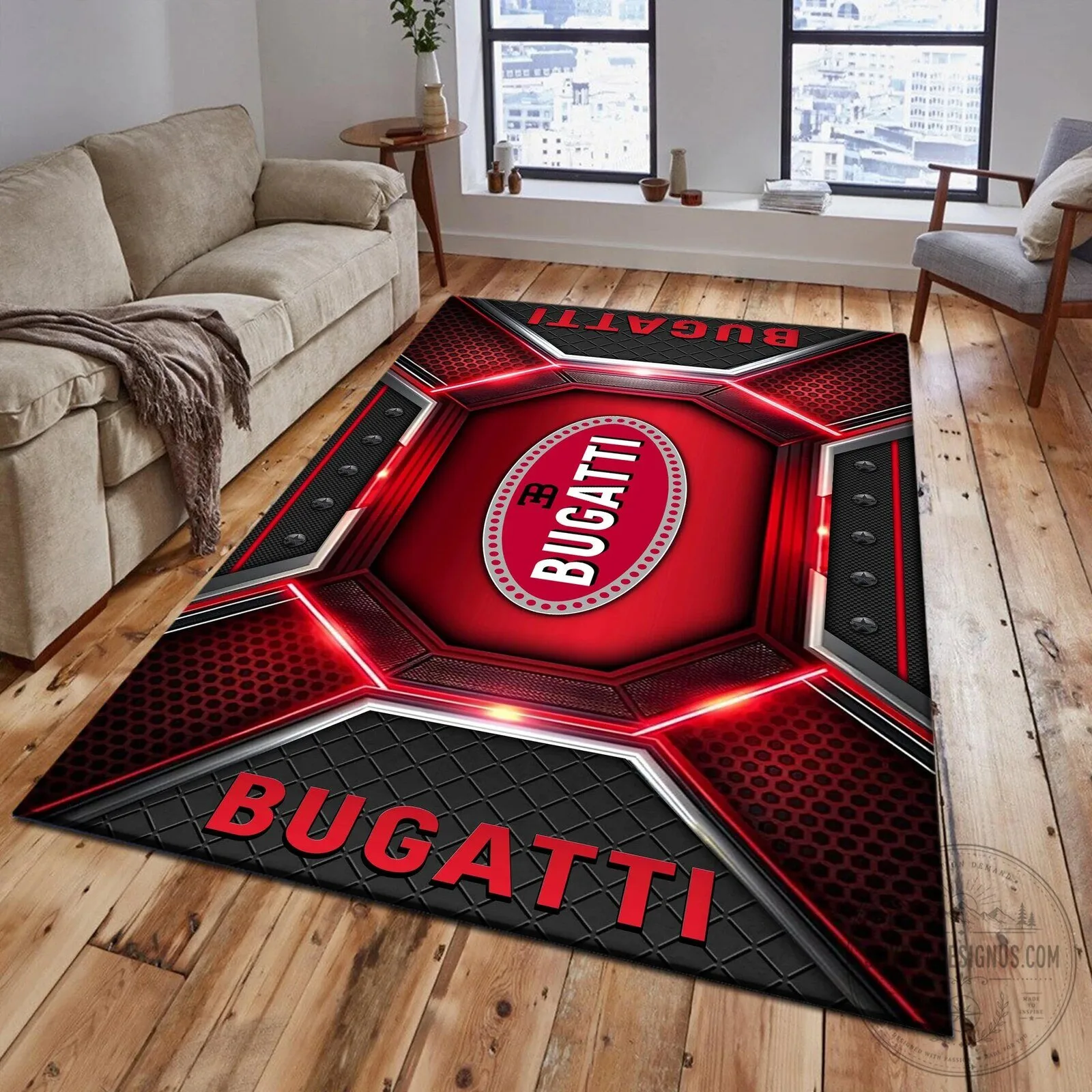 Bugatti Logo Racing Car Fan Area Rug