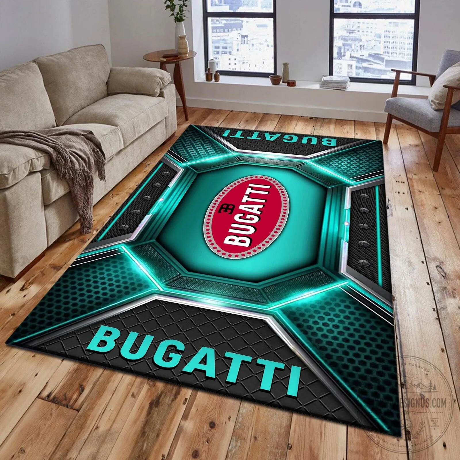 Bugatti Logo Racing Car Fan Area Rug 13 Bugatti Logo Racing Car Fan Area Rug