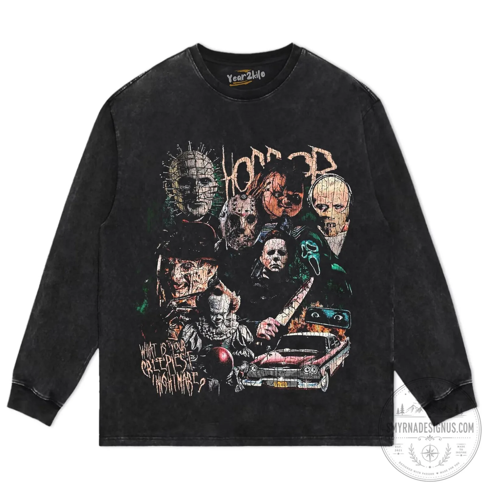 Classic Horror Movie Villains Vintage Washed Graphic T-Shirt 14 Classic Horror Movie Villains Vintage Washed Graphic T-Shirt