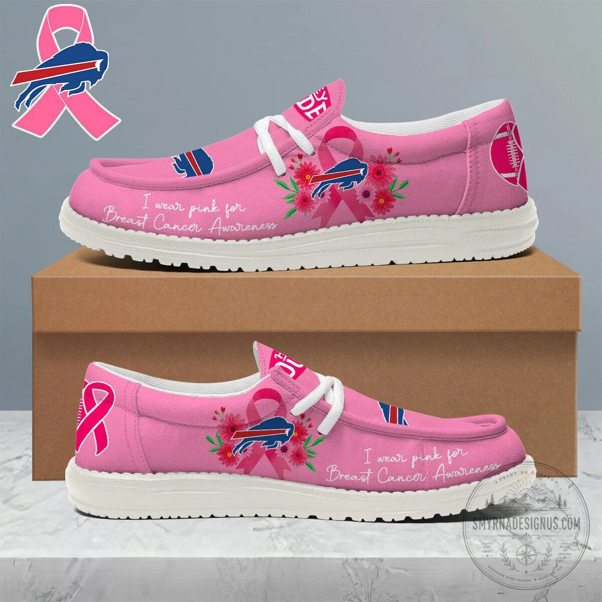 Buffalo Bills NFL Breast Cancer Awareness Pink Floral Loafer Shoes 1 Buffalo Bills NFL Breast Cancer Awareness Pink Floral Loafer Shoes