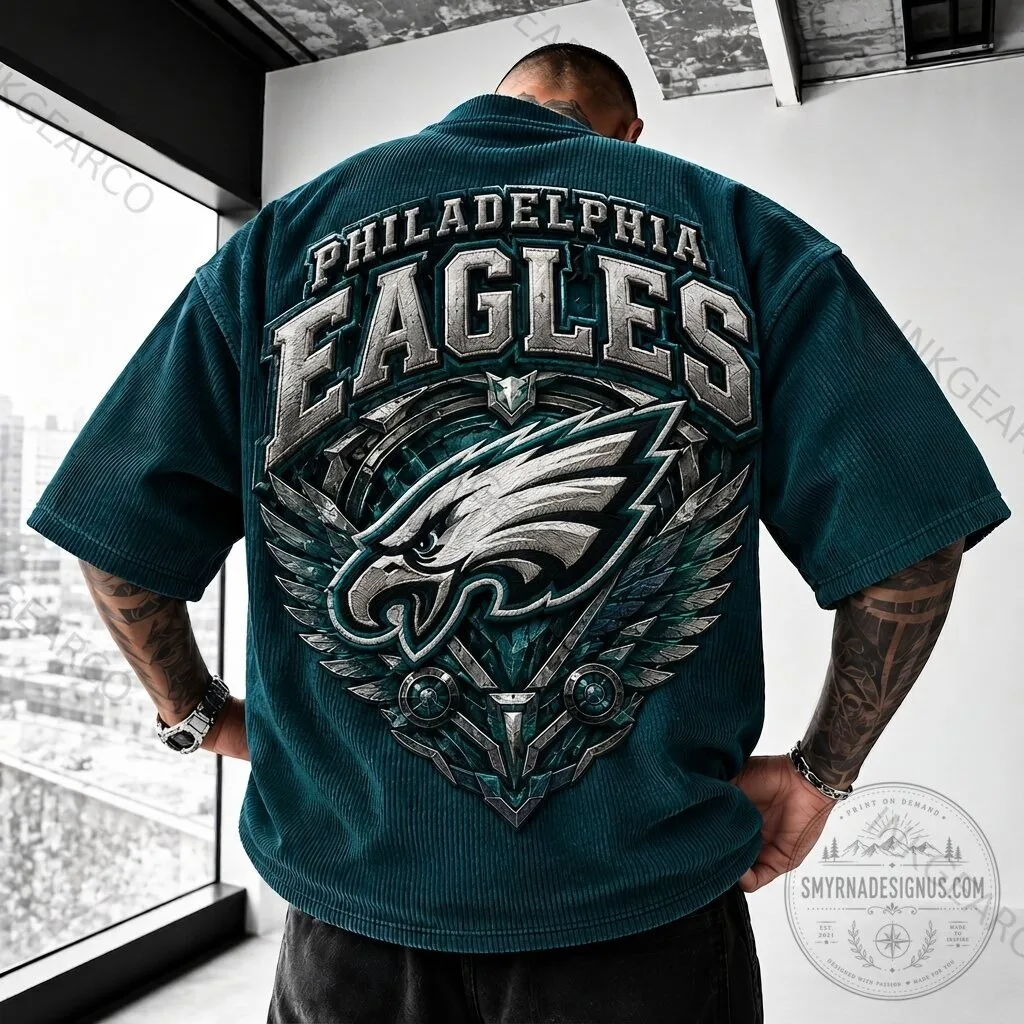 Philadelphia Eagles Oversized Corduroy Short Sleeve T-Shirt 1 Philadelphia Eagles Oversized Corduroy Short Sleeve T-Shirt