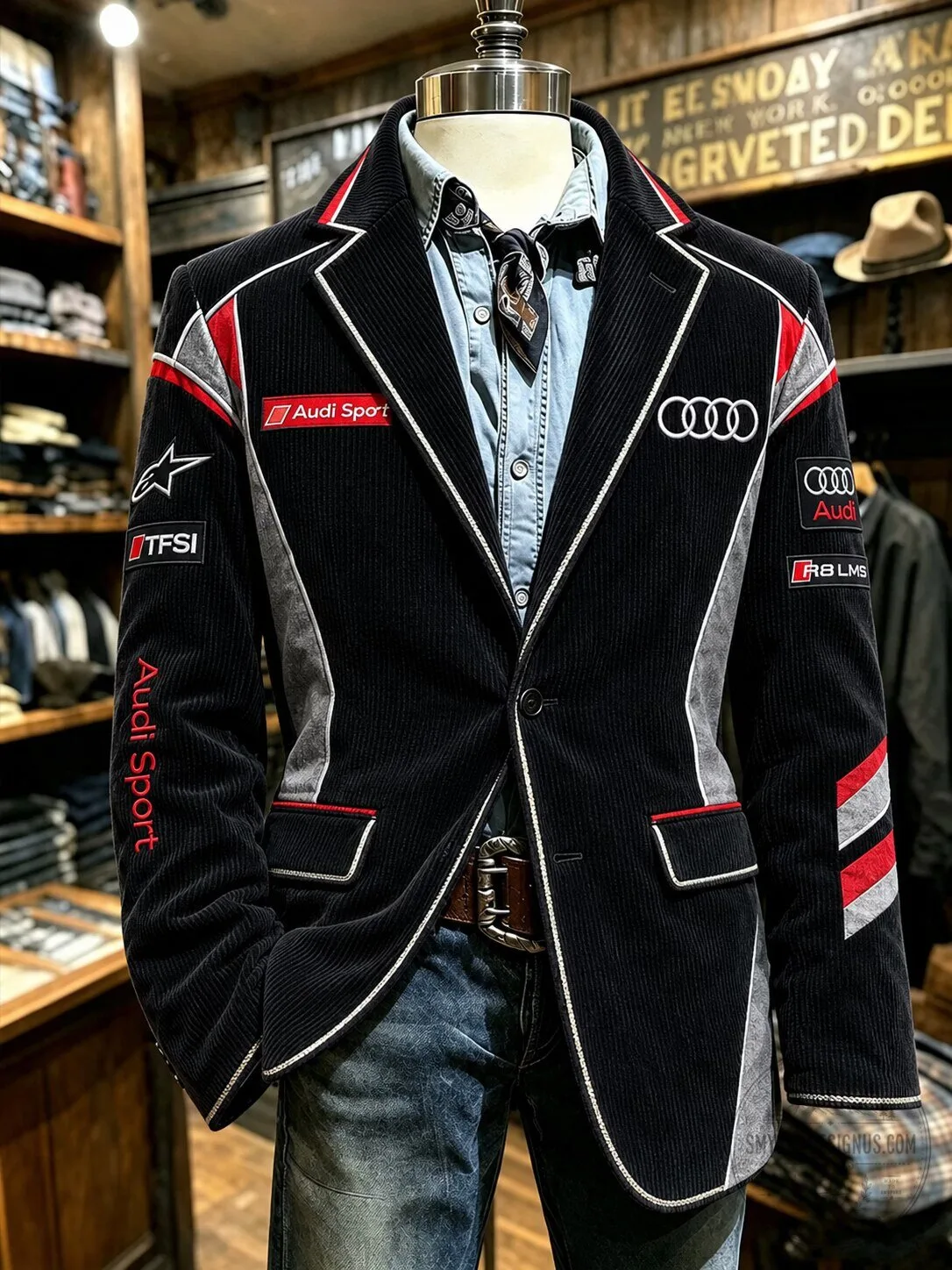 Audi Sport Corduroy Racing Style Blazer Jacket for Men 1 Audi Sport Corduroy Racing Style Blazer Jacket for Men