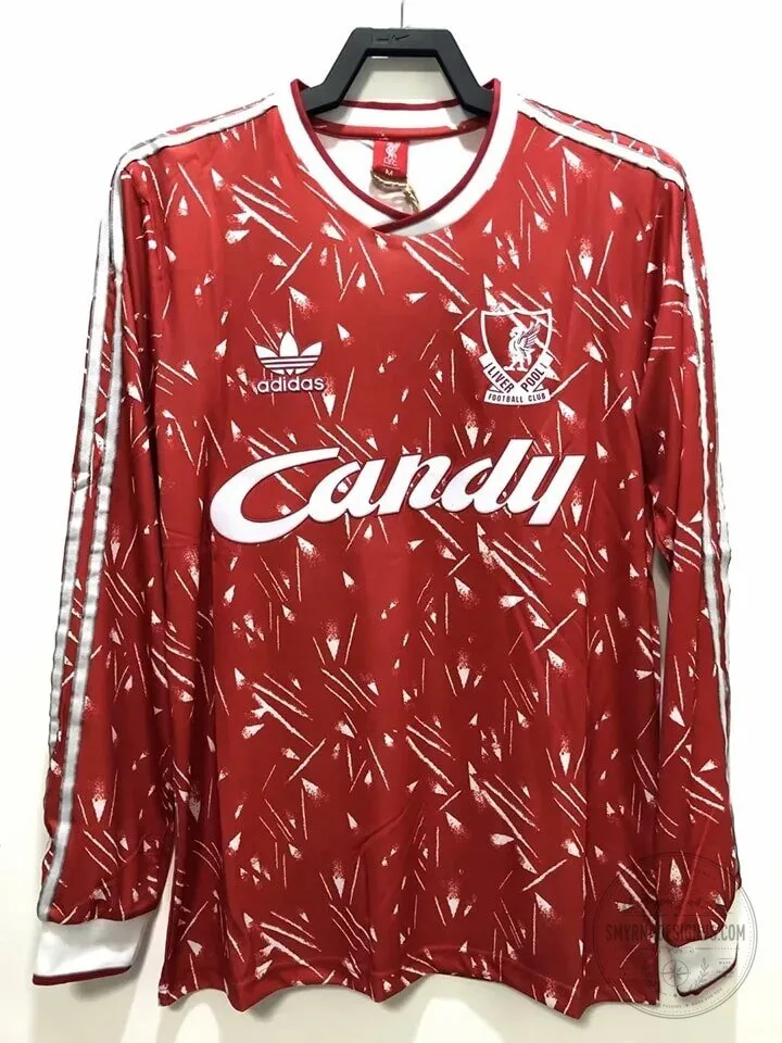 Liverpool Football Club 1989-1991 Home Retro Long Sleeve Soccer Jersey 1 Liverpool Football Club 1989-1991 Home Retro Long Sleeve Soccer Jersey