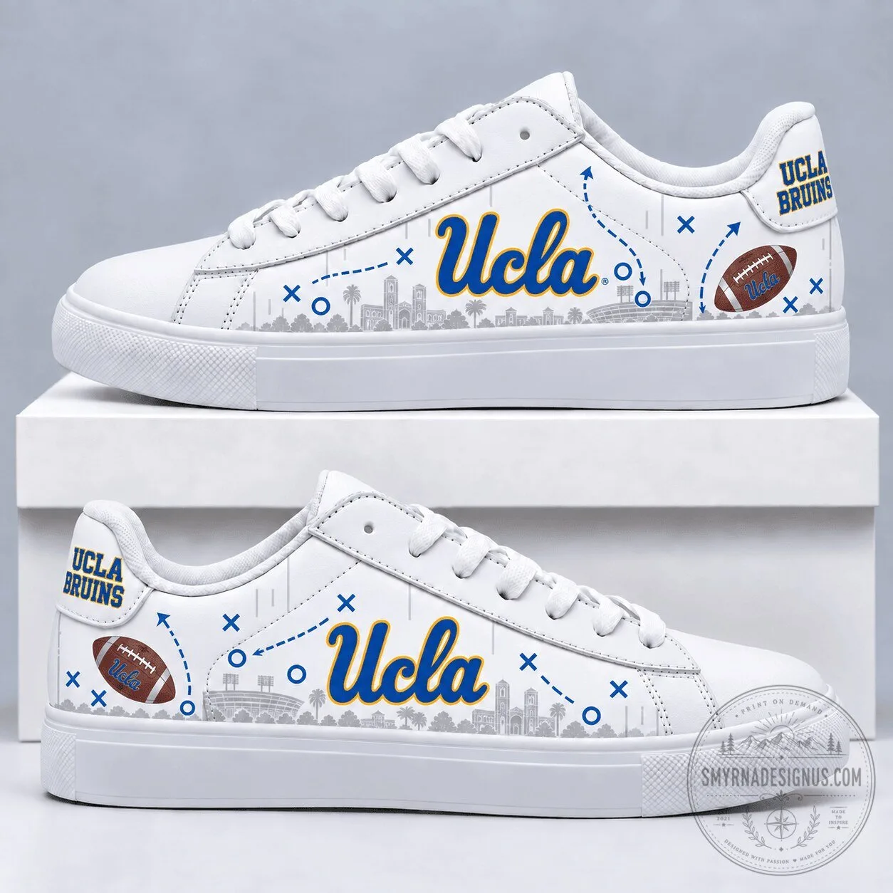 White Low Top Sneakers for UCLA Bruins Football Team 1 White Low Top Sneakers for UCLA Bruins Football Team