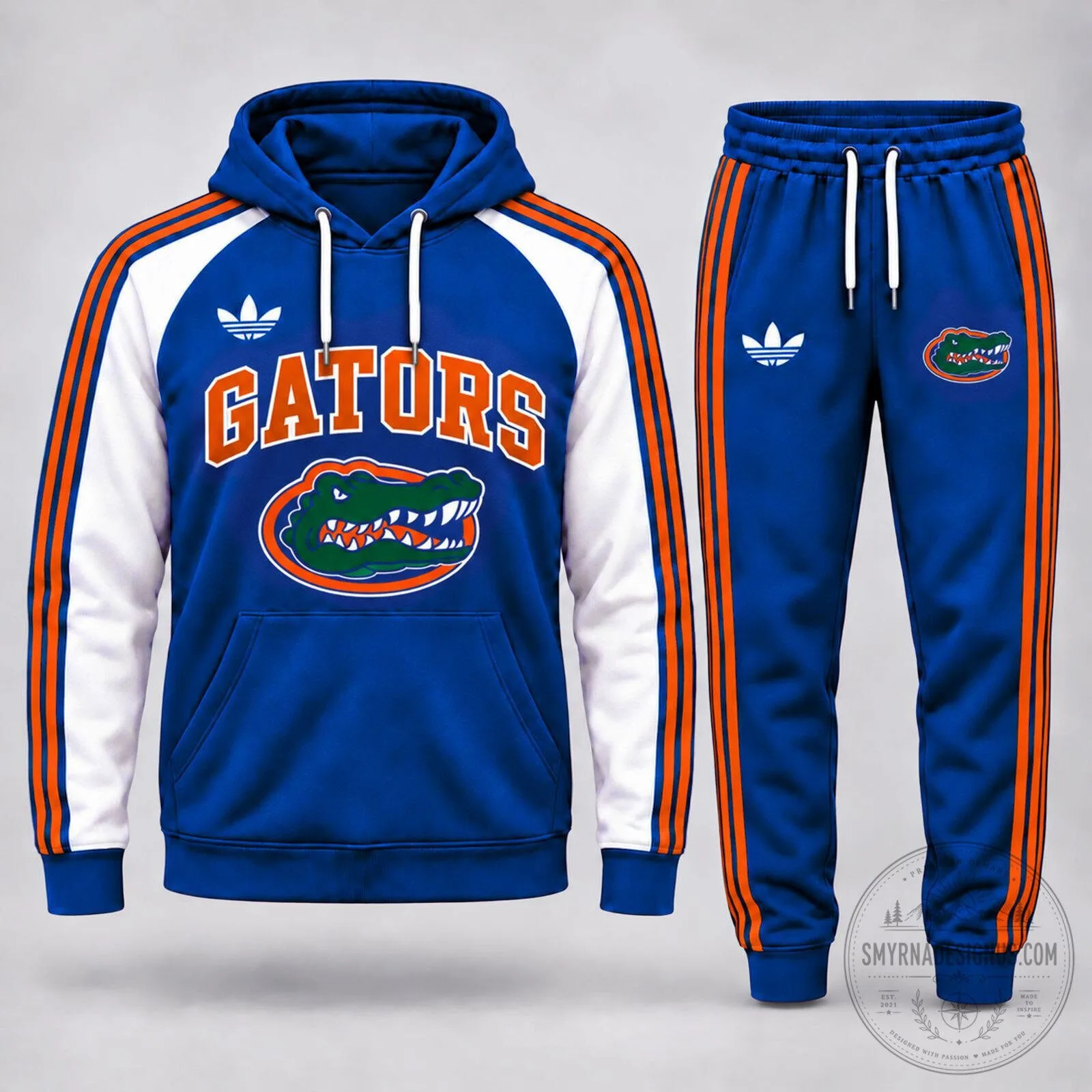 Florida Gators NCAA College Football Team Blue and Orange Striped Hoodie