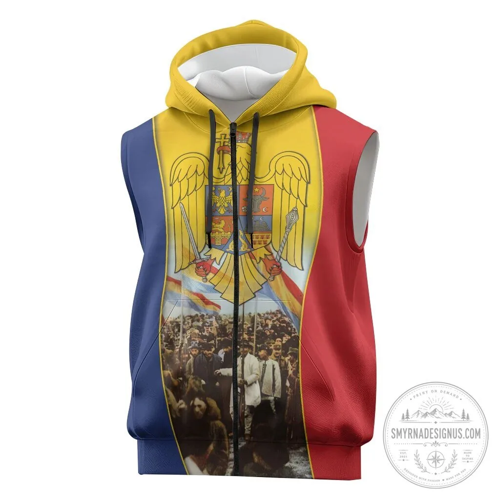 Romania Great Union Day Sleeveless Zip Hoodie 4 Romania Great Union Day Sleeveless Zip Hoodie
