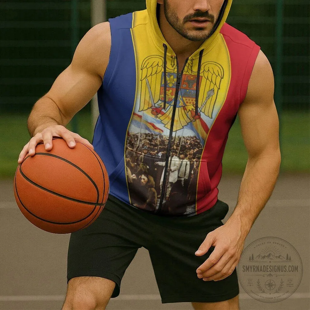 Romania Great Union Day Sleeveless Zip Hoodie 7 Romania Great Union Day Sleeveless Zip Hoodie