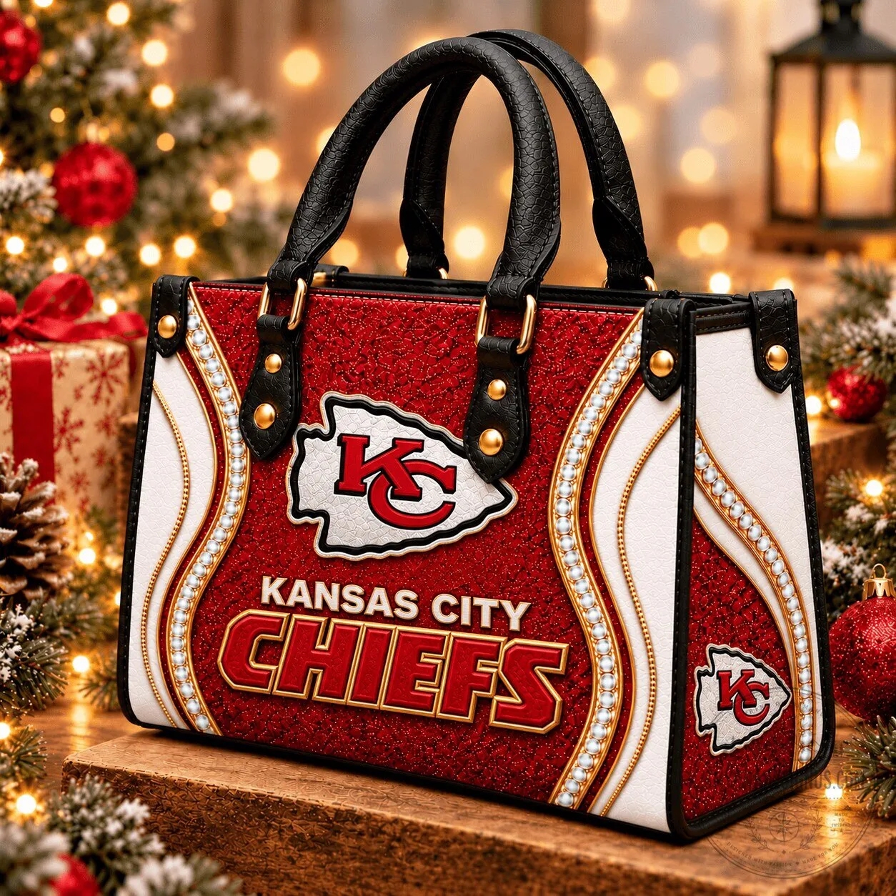 Kansas City Chiefs NFL Football Team Logo Premium Leather Handbag