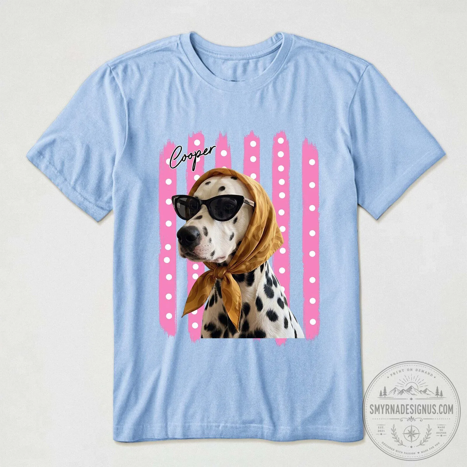 Custom Pet Portrait Striped Polka Dot Cat Lover T-Shirt 12 Custom Pet Portrait Striped Polka Dot Cat Lover T-Shirt