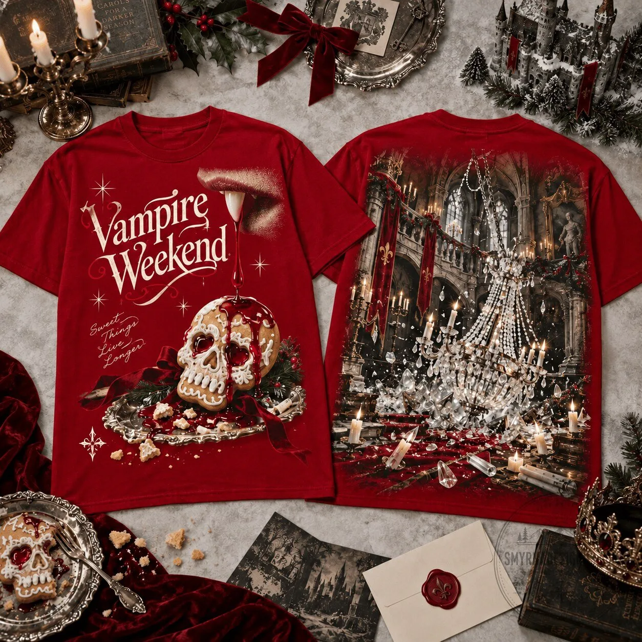 Vampire Weekend Gothic Christmas Holiday T-Shirt for Indie Rock Fans