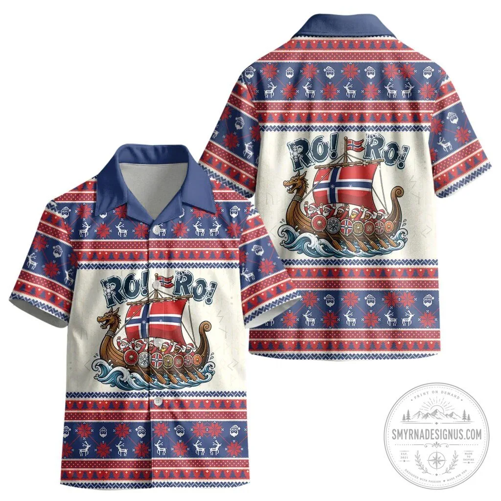 Norway Christmas Viking Ship Ro Ro Santa Claus Pattern Kids Hawaiian Shirt 6 Norway Christmas Viking Ship Ro Ro Santa Claus Pattern Kids Hawaiian Shirt