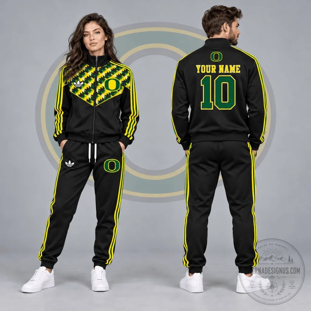 Oregon Ducks NCAA Personalized Chevron Full-Zip Jacket Tracksuit Oregon Ducks NCAA Personalized Chevron Full-Zip Jacket Tracksuit