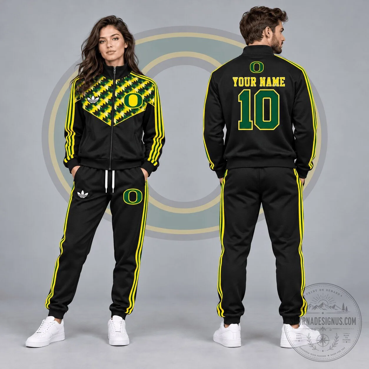 Oregon Ducks NCAA Personalized Chevron Full-Zip Jacket Tracksuit 1 Oregon Ducks NCAA Personalized Chevron Full-Zip Jacket Tracksuit