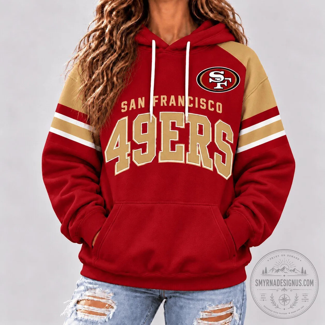 San Francisco 49ers NFL Football Team Red Gold Hoodie